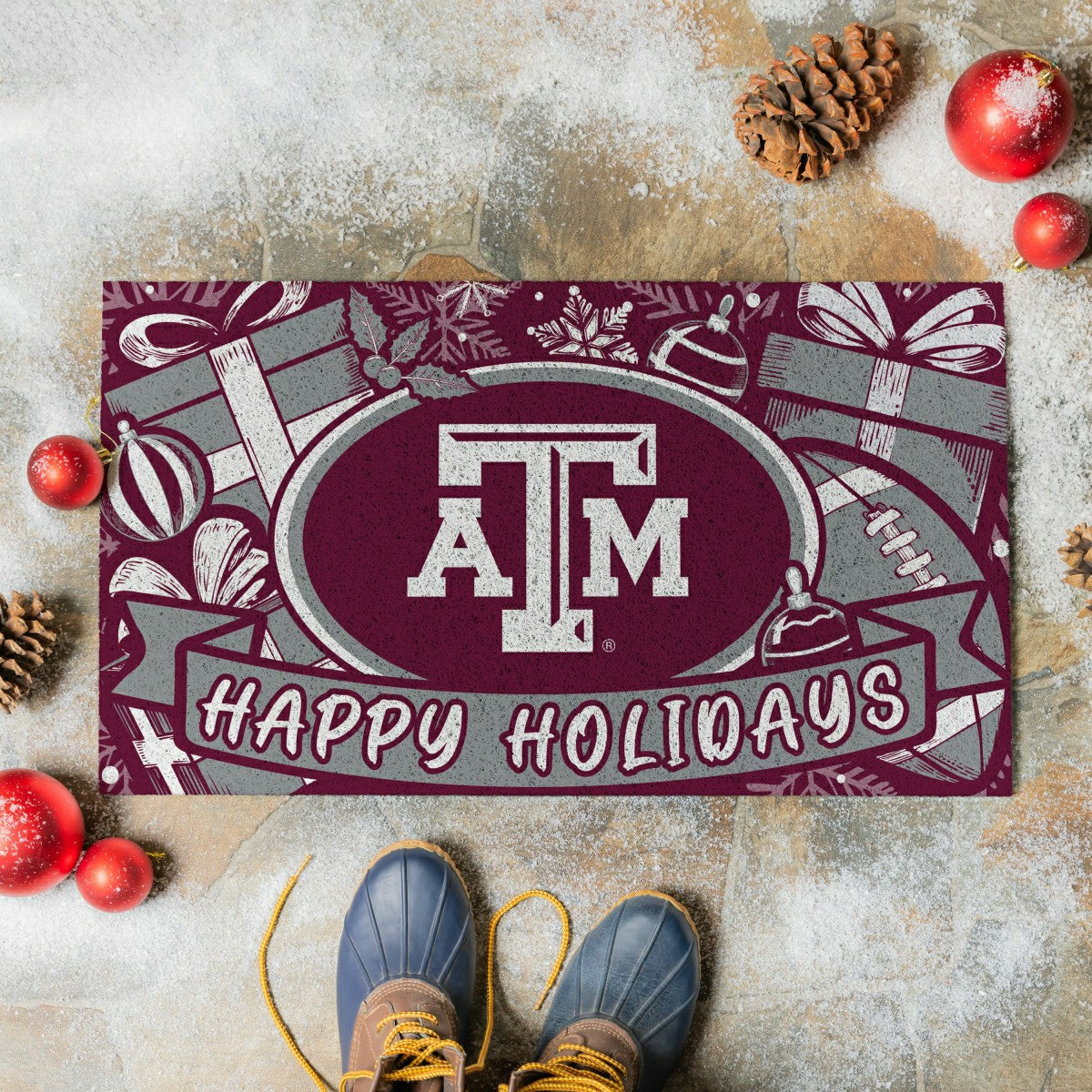 Texas A&M Holiday PVC Mat, 28"x16" - Collegiate