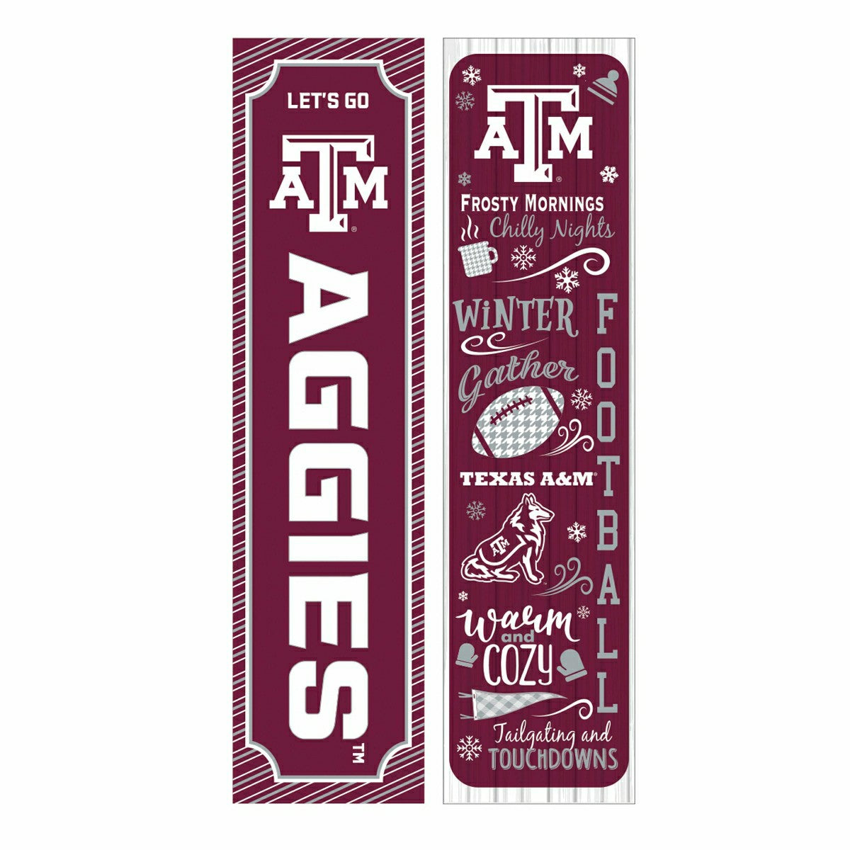 46" Double Sided Leaner, Texas A&M, Winter Seasonal - Collegiate Home