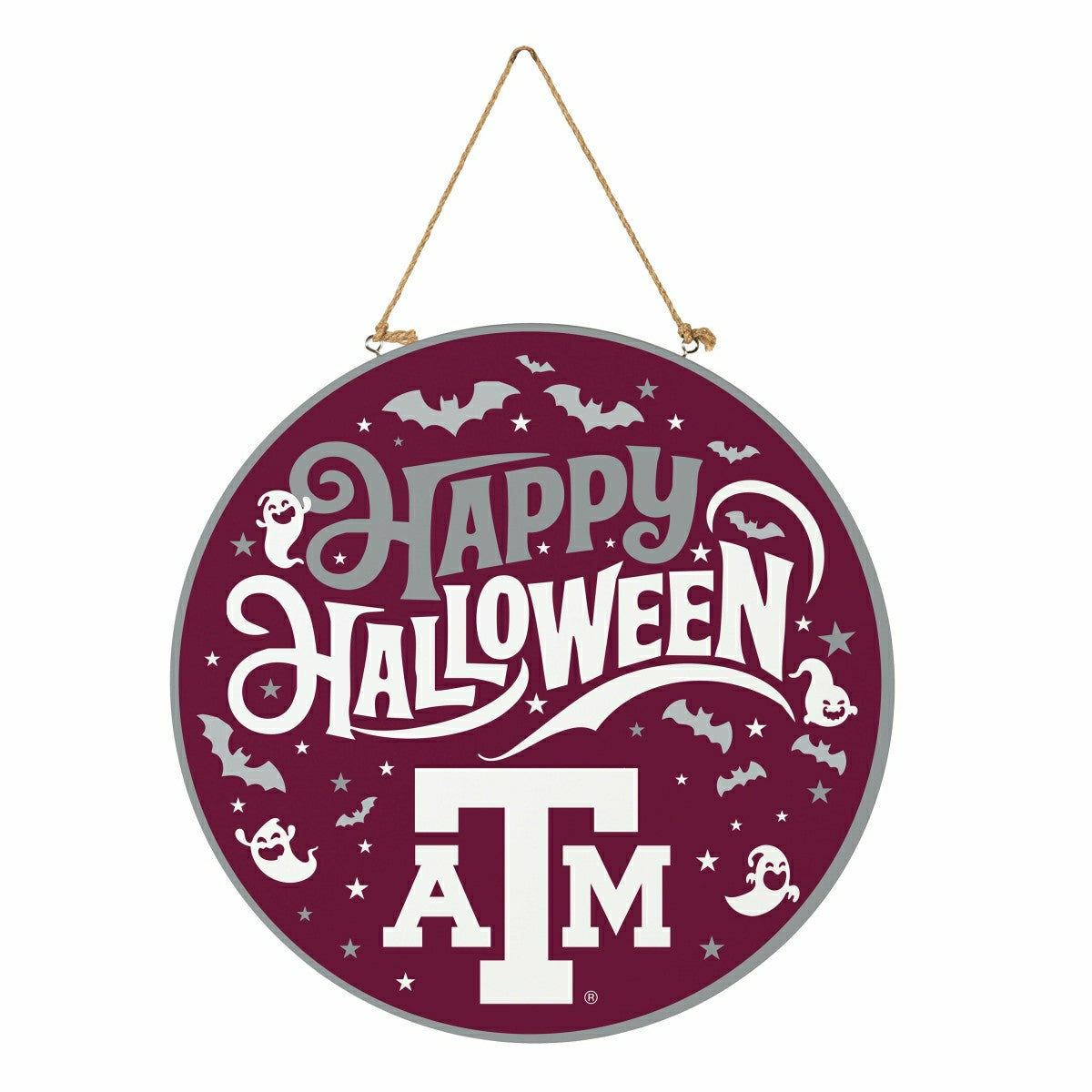 Texas A&M Halloween Round Door Décor with Hanging Rope, 18x18 - Collegiate Home
