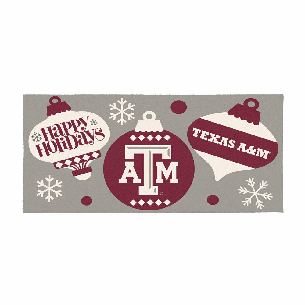 Texas A&M Holiday Flocked Coir Sassafras Switch Mat, 22"x10" - Collegiate