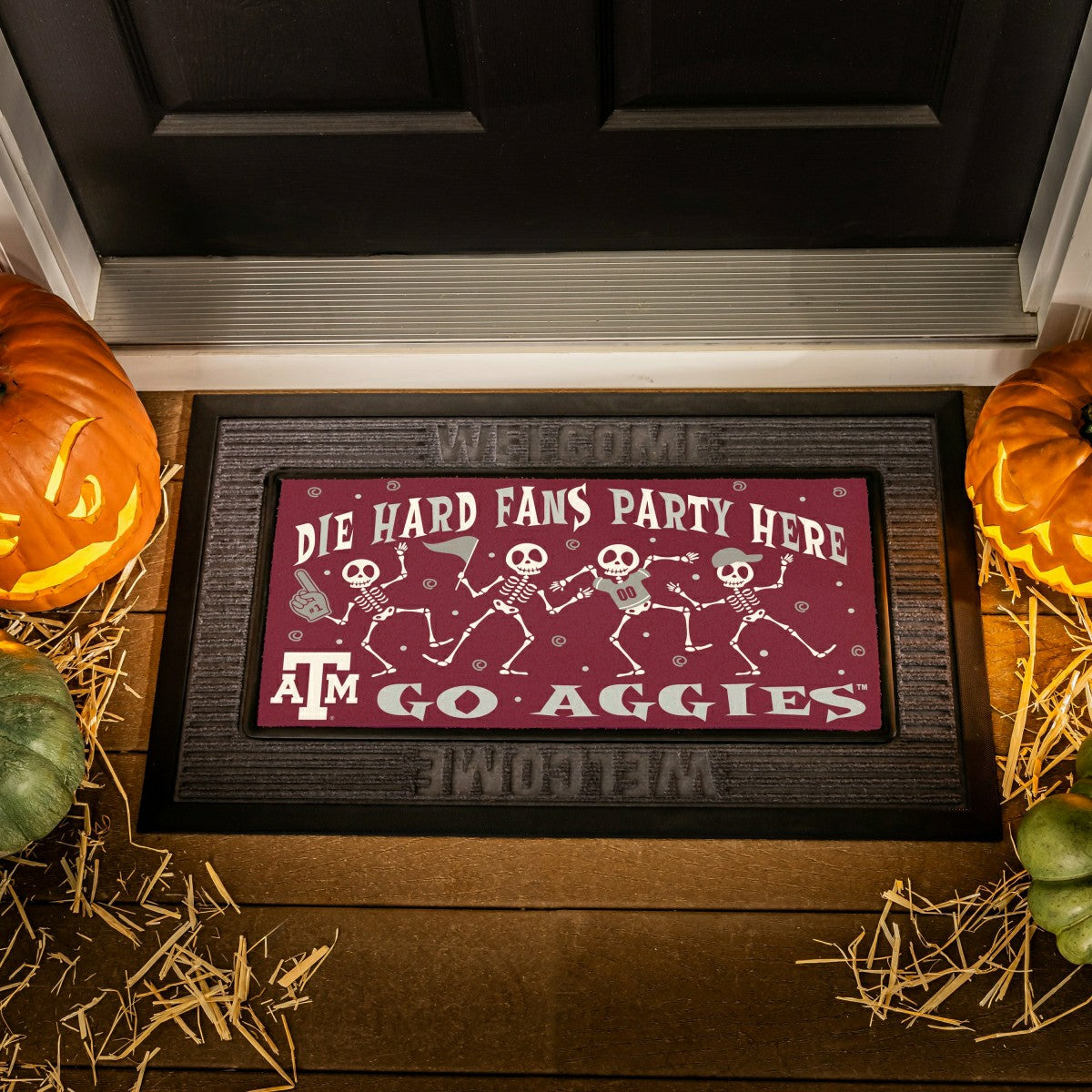 Texas A&M Flocked Coir Halloween Sassafras Switch Mat, 22"x10" - Collegiate