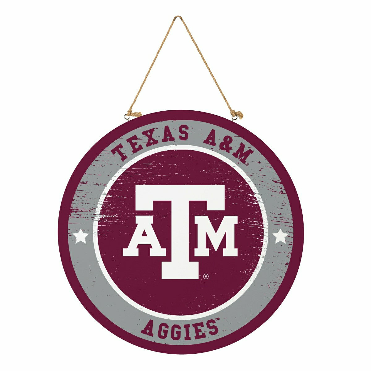 Texas A&M Round Door Décor with Hanging Rope, 18x18 - Collegiate Home