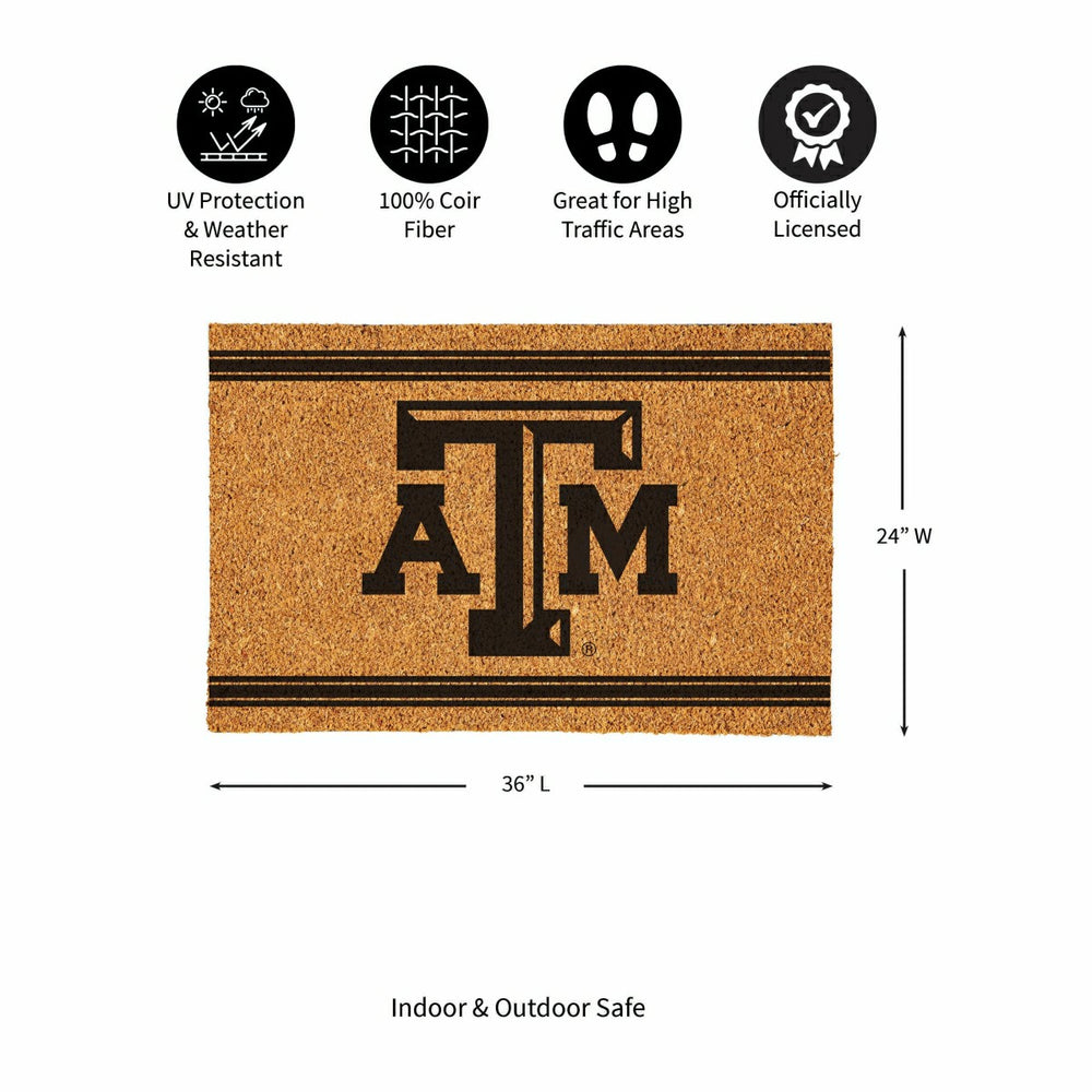 Texas A&M Large One Color Coir Mat, 36"x24" - Collegiate