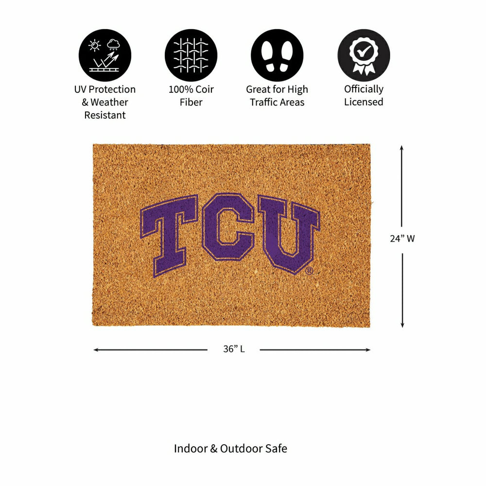 Texas Christian University Large Full Color Coir Mat, 36"x24" - Collegiate