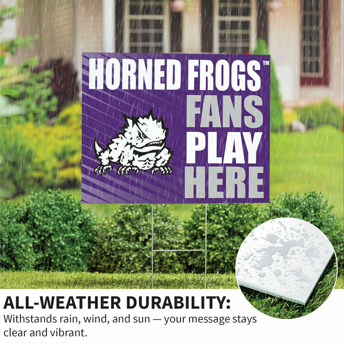 Texas Christian University Coroplast Yard Sign "Fans Play Here" - Collegiate Home
