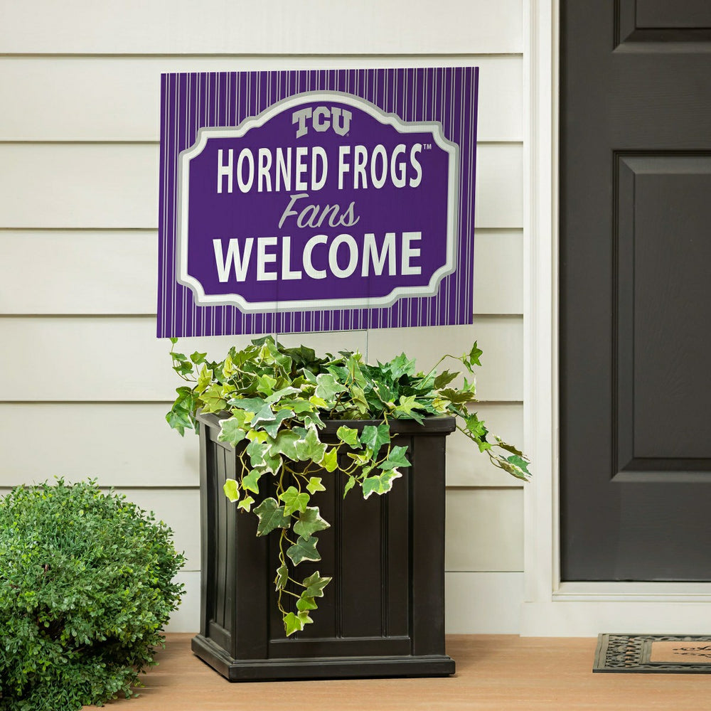 Texas Christian University Coroplast Yard Sign, "Fans Welcome" - Collegiate Home