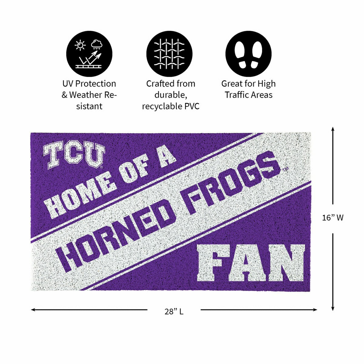 Texas Christian University, PVC Mat COLOR, Home of a Fan - Collegiate