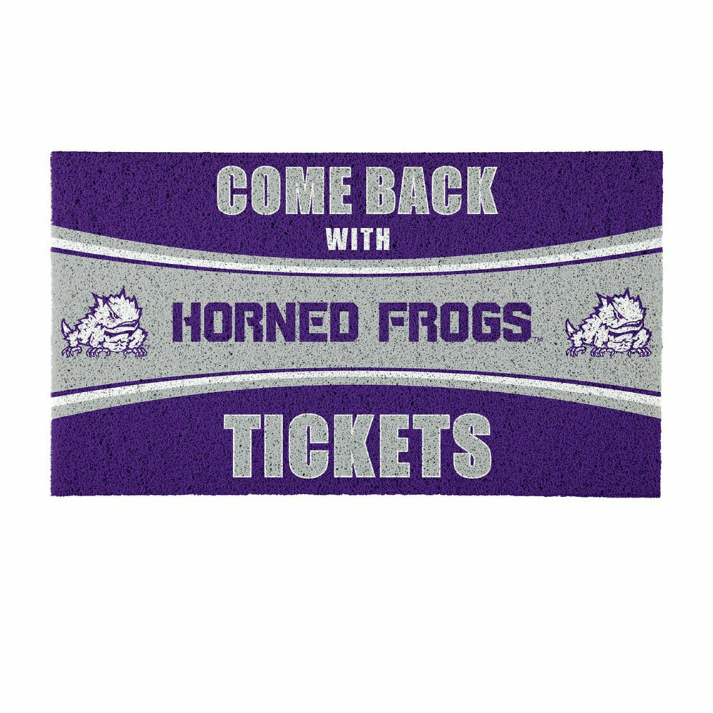 28" x 16" PVC Trapper Mat, Come Back with Tickets, Texas Christian Uni - Collegiate
