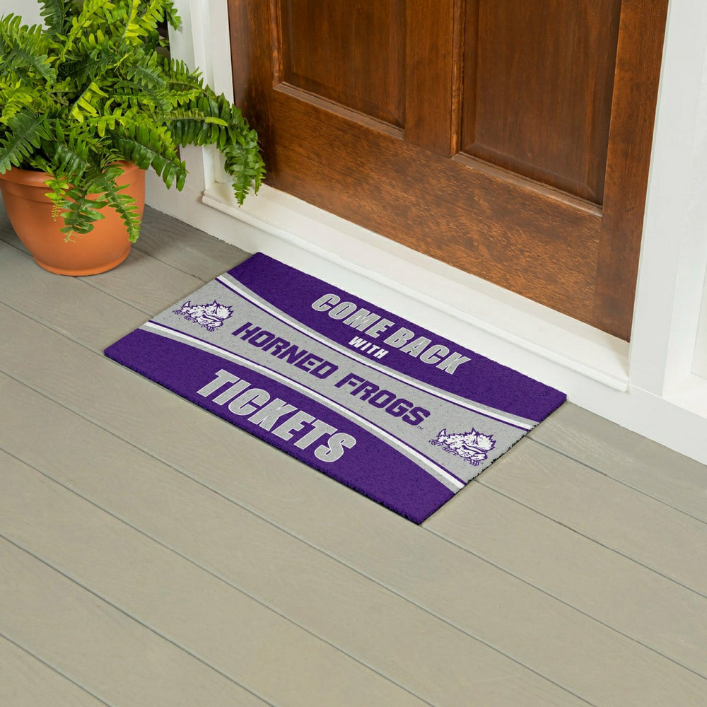 28" x 16" PVC Trapper Mat, Come Back with Tickets, Texas Christian Uni - Collegiate