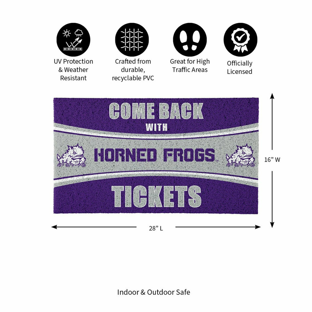 28" x 16" PVC Trapper Mat, Come Back with Tickets, Texas Christian Uni - Collegiate