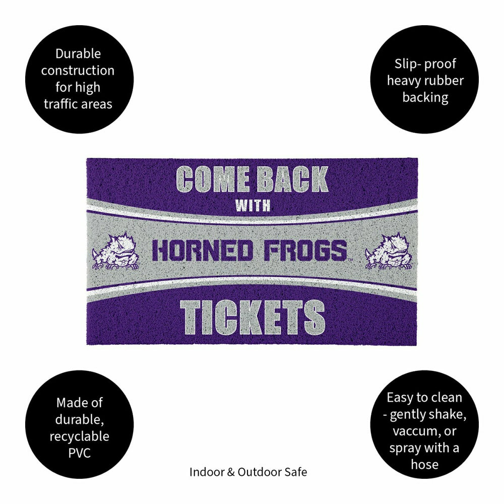 28" x 16" PVC Trapper Mat, Come Back with Tickets, Texas Christian Uni - Collegiate