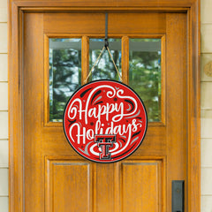 Texas Tech University Holiday Round Door Décor with Hanging Rope, 18x1 - Collegiate Home