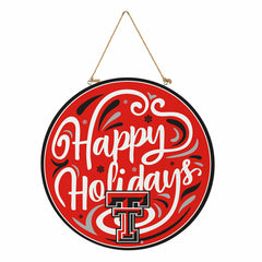 Texas Tech University Holiday Round Door Décor with Hanging Rope, 18x1 - Collegiate Home