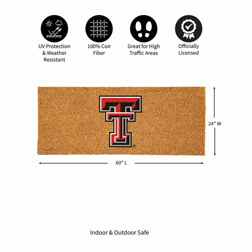 Texas Tech University Extra Large Full Color Coir Mat, 60"x24" - Collegiate