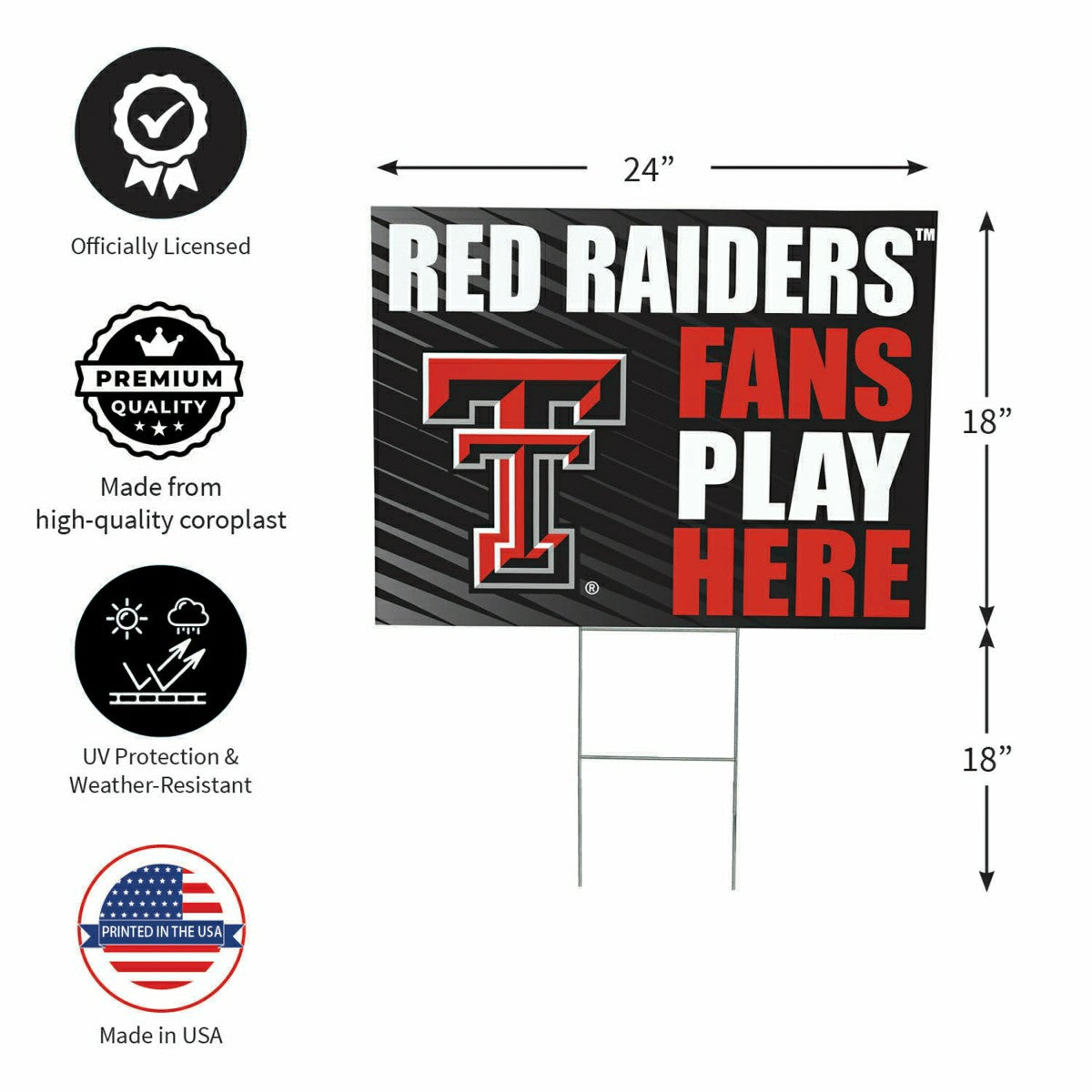 Texas Tech University Coroplast Yard Sign "Fans Play Here" - Collegiate Home