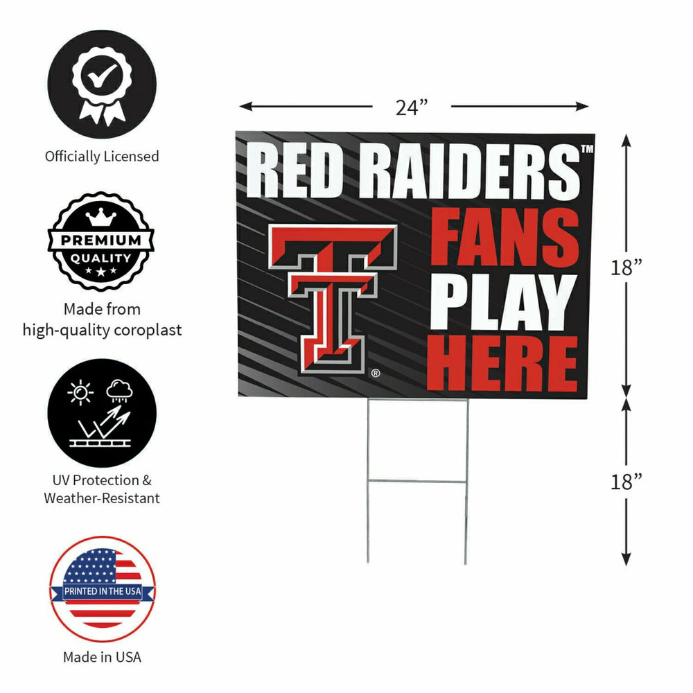 Texas Tech University Coroplast Yard Sign "Fans Play Here" - Collegiate Home