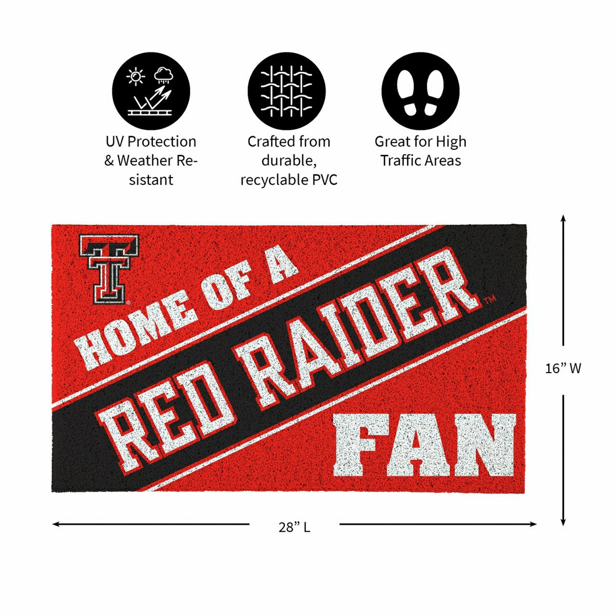Texas Tech University, PVC Mat COLOR, Home of a Fan - Collegiate