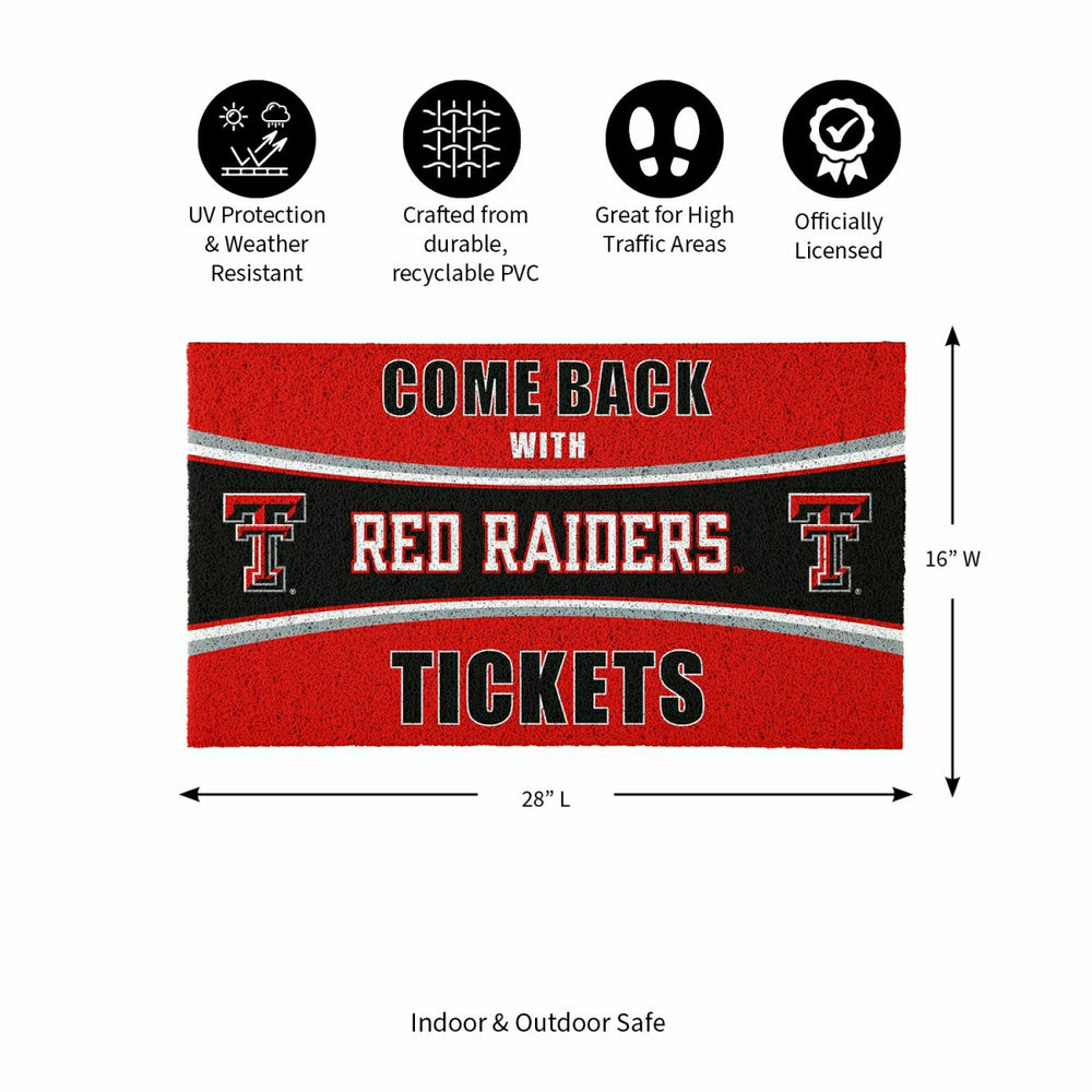 28" x 16" PVC Trapper Mat, Come Back with Tickets, Texas Tech Universi - Collegiate