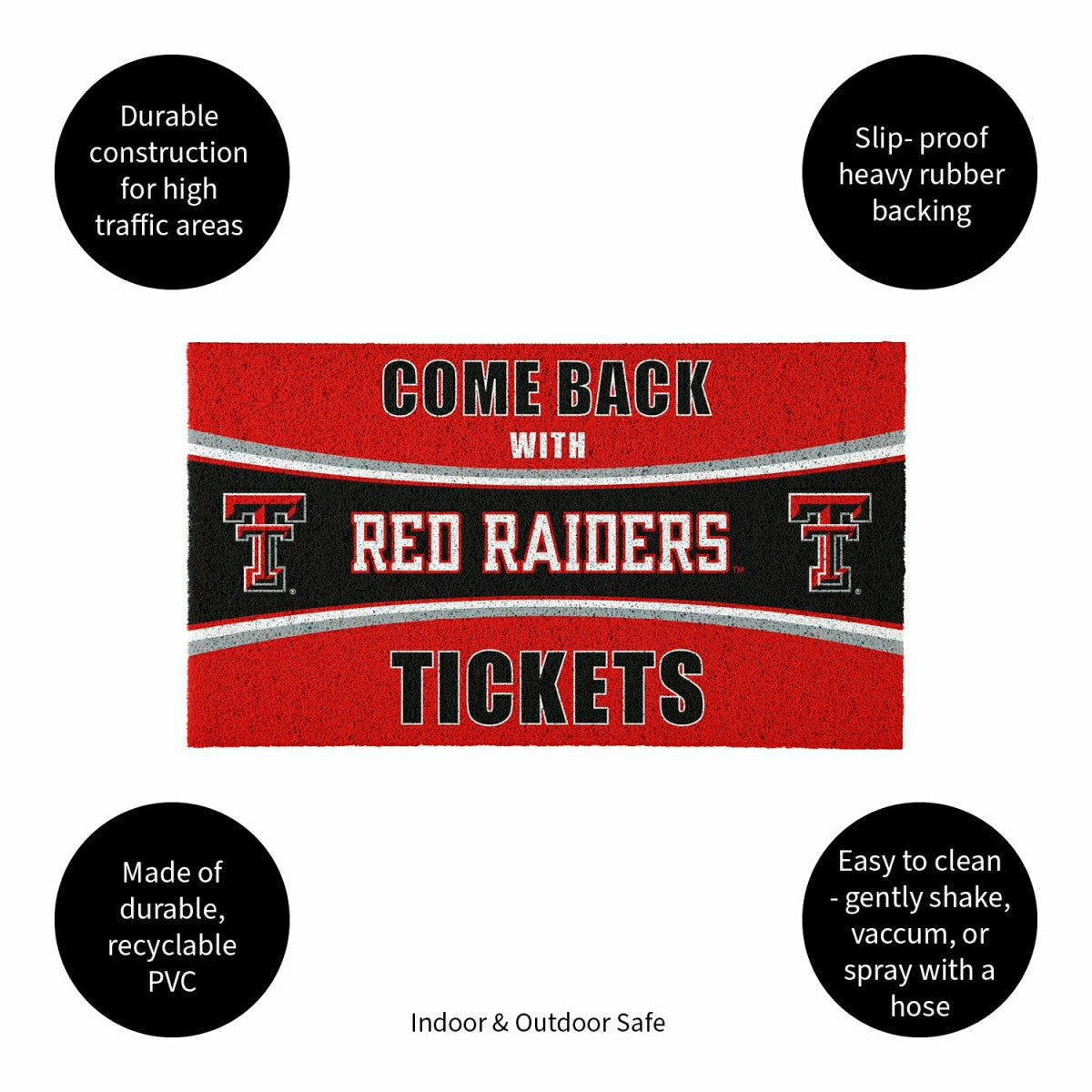 28" x 16" PVC Trapper Mat, Come Back with Tickets, Texas Tech Universi - Collegiate