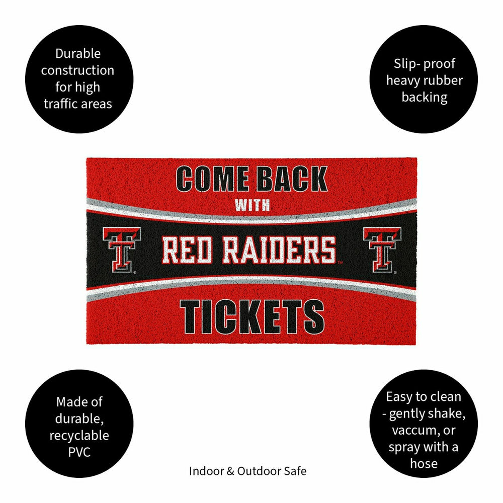 28" x 16" PVC Trapper Mat, Come Back with Tickets, Texas Tech Universi - Collegiate