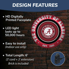University of Alabama, Metal Lite, Round - Collegiate
