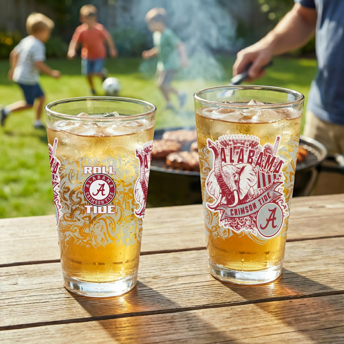 University of Alabama 16oz Glass pint, Set of 2 - Collegiate Home