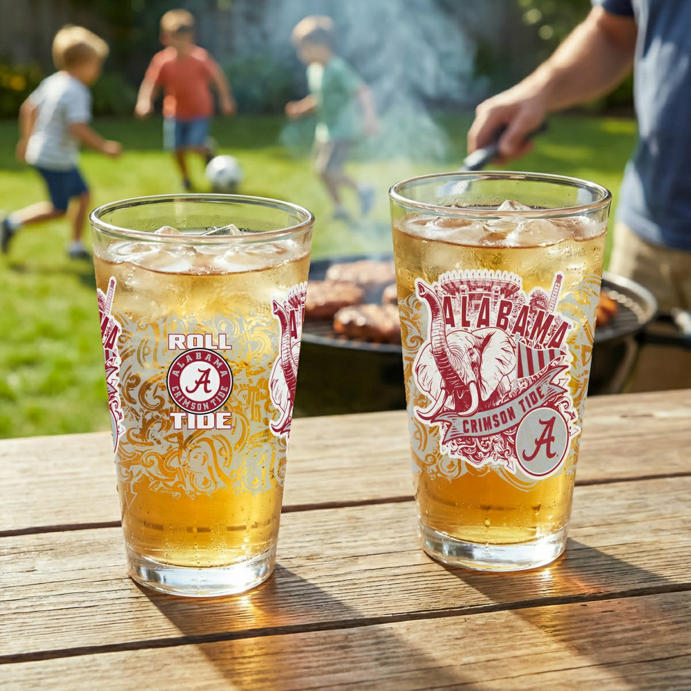 University of Alabama 16oz Glass pint, Set of 2 - Collegiate Home