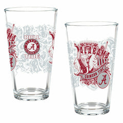 University of Alabama 16oz Glass pint, Set of 2 - Collegiate Home