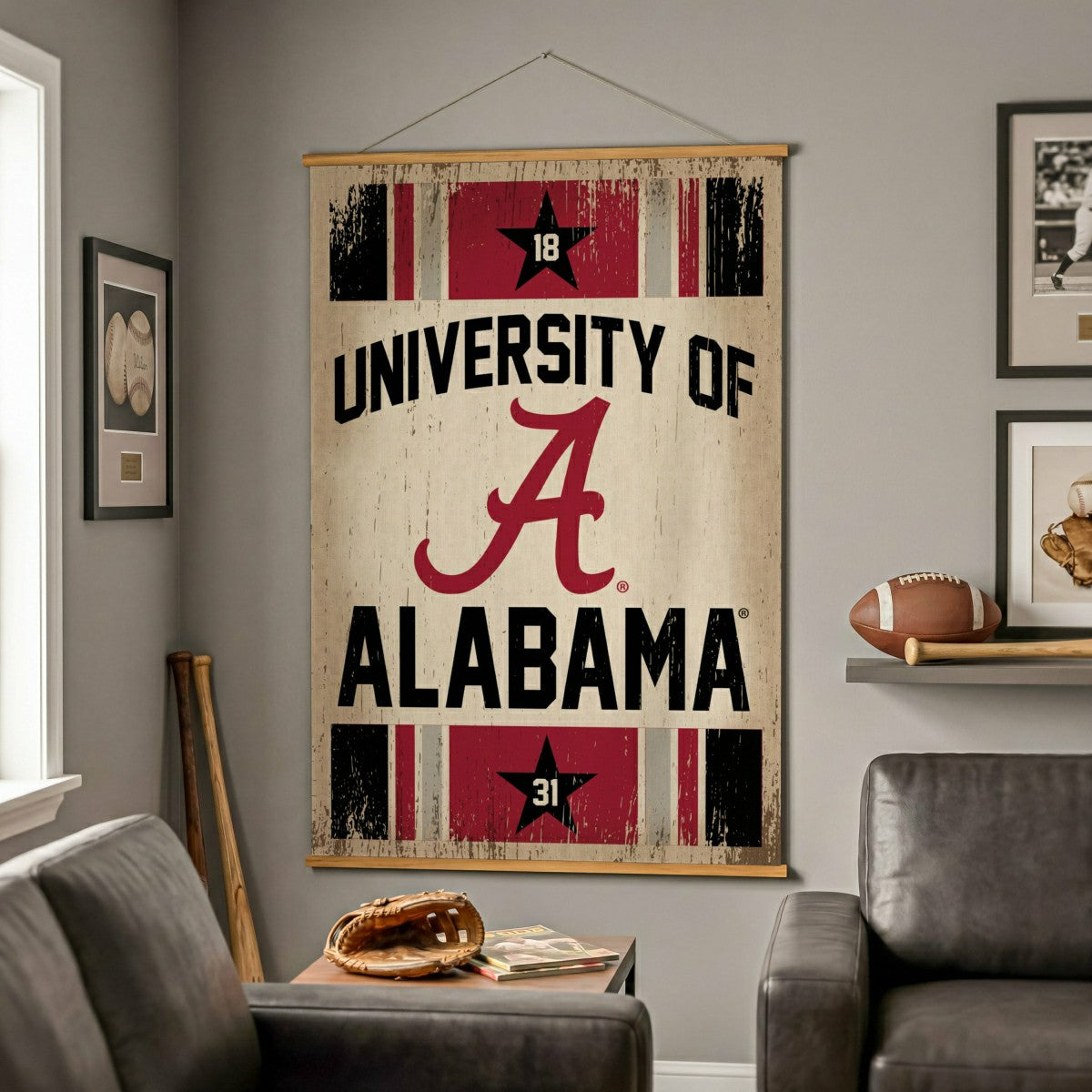University of Alabama, Canvas Wall Tapestry, Large, 54x36 - Collegiate Home
