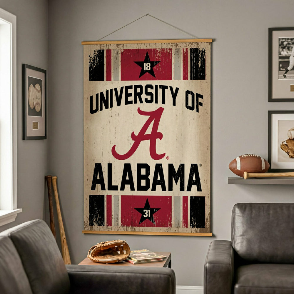 University of Alabama, Canvas Wall Tapestry, Large, 54x36 - Collegiate Home