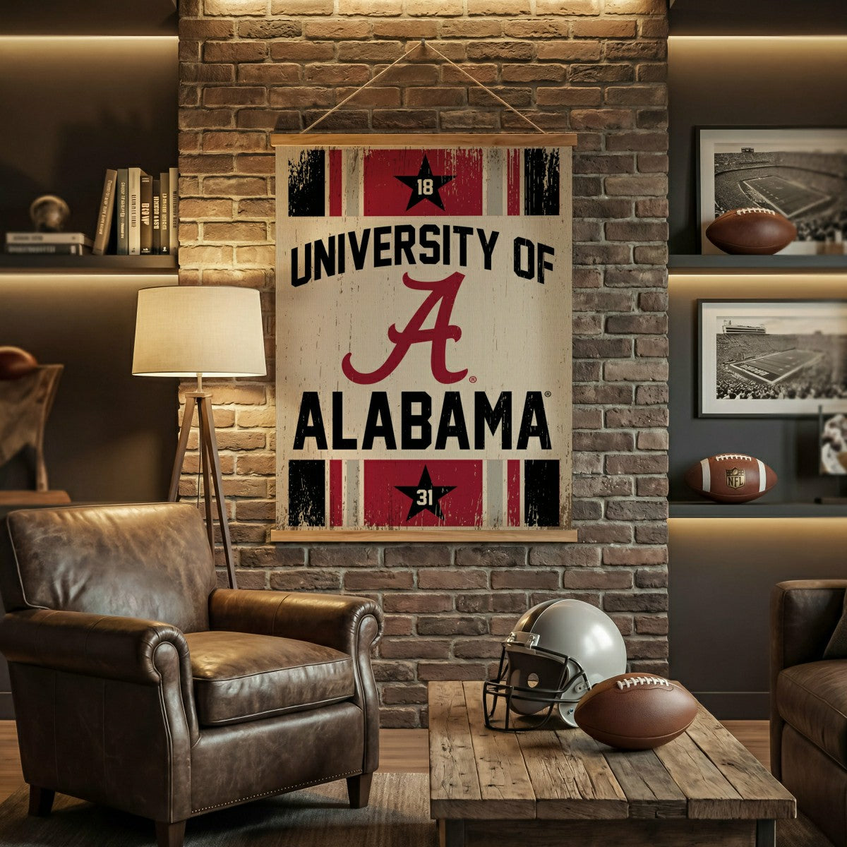 University of Alabama, Canvas Wall Tapestry, Large, 54x36 - Collegiate Home