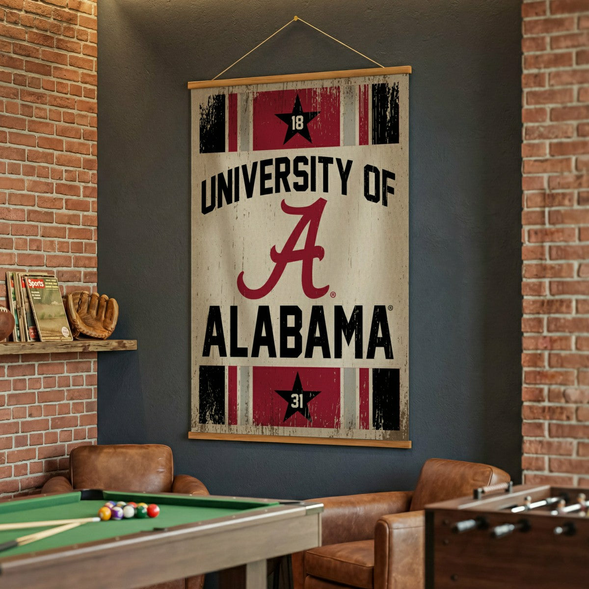 University of Alabama, Canvas Wall Tapestry, Large, 54x36 - Collegiate Home