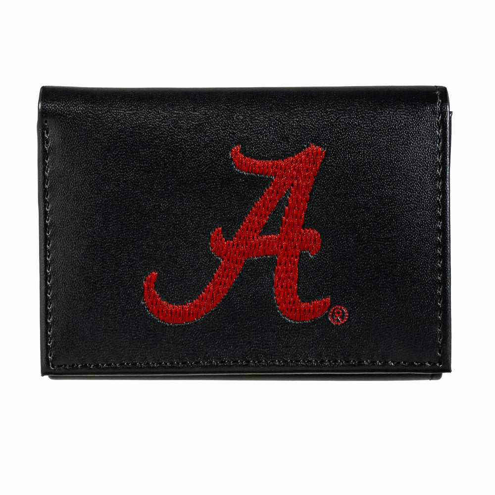 University of Alabama Black Tri-Fold Embroidered Wallet w/ RFID Blocking - Collegiate Home