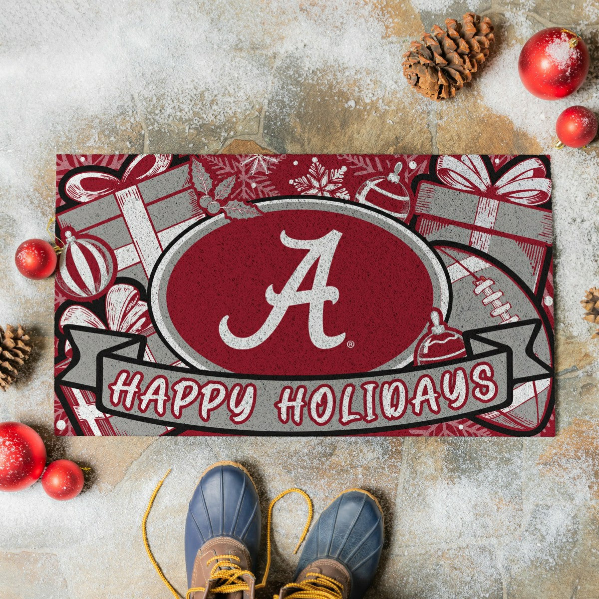 University of Alabama Holiday PVC Mat, 28"x16" - Collegiate