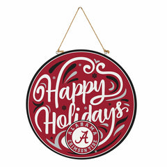 University of Alabama Holiday Round Door Décor with Hanging Rope, 18x1 - Collegiate Home