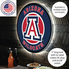 LED Wall Decor, Round, University of Arizona - Collegiate Home