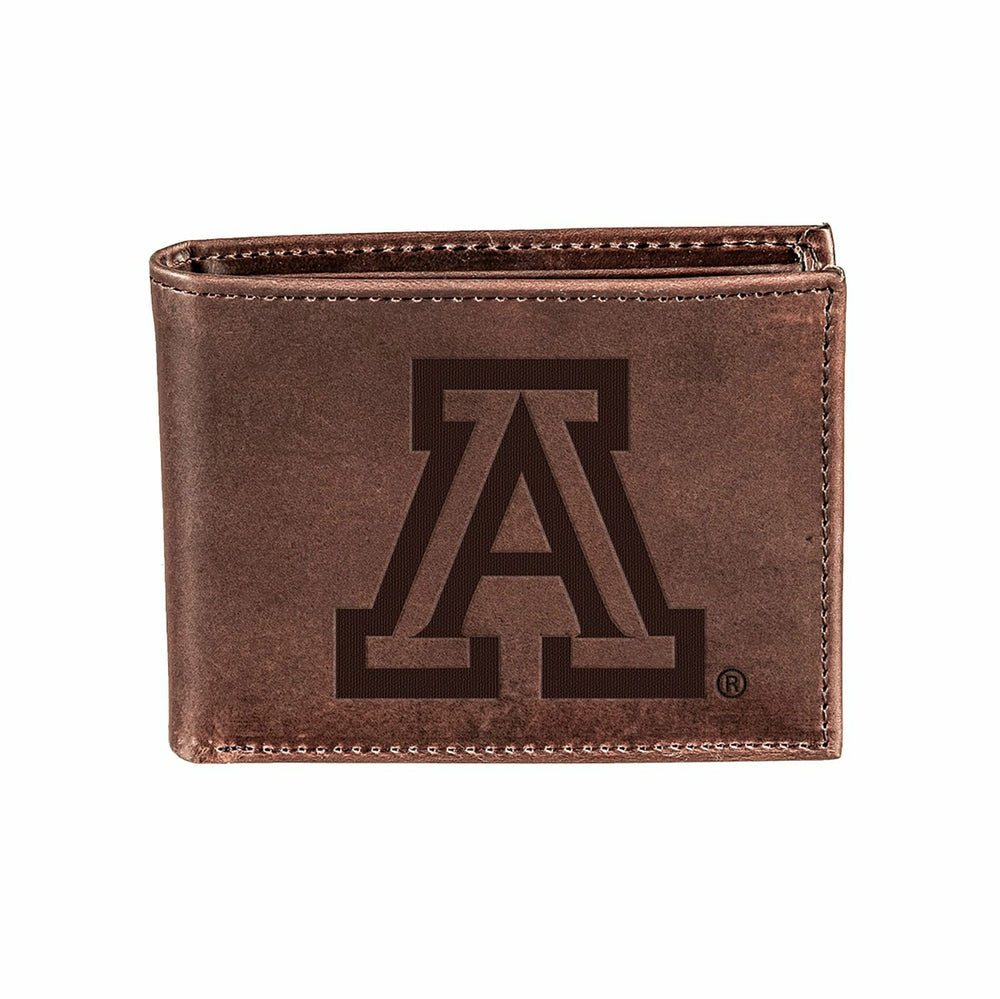 University of Arizona, Bi-Fold Wallet, Brown, CH, 100% Genuine Leather - Collegiate Home