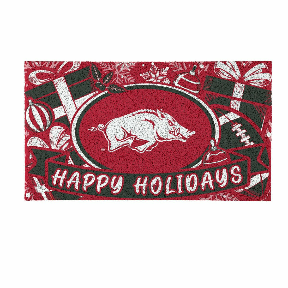 University of Arkansas Holiday PVC Mat, 28"x16" - Collegiate