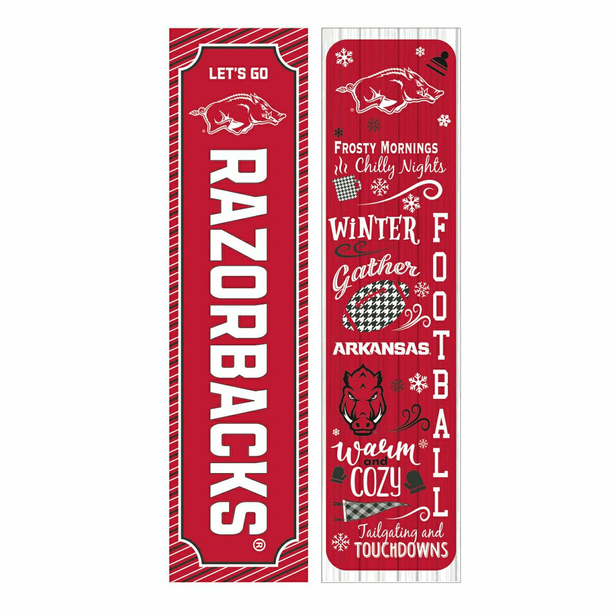 46" Double Sided Leaner, University of Arkansas, Winter Seasonal - Collegiate Home