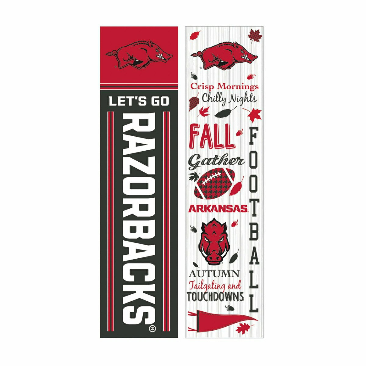 46" Double Sided Leaner, University of Arkansas, Fall Seasonal - Collegiate Home