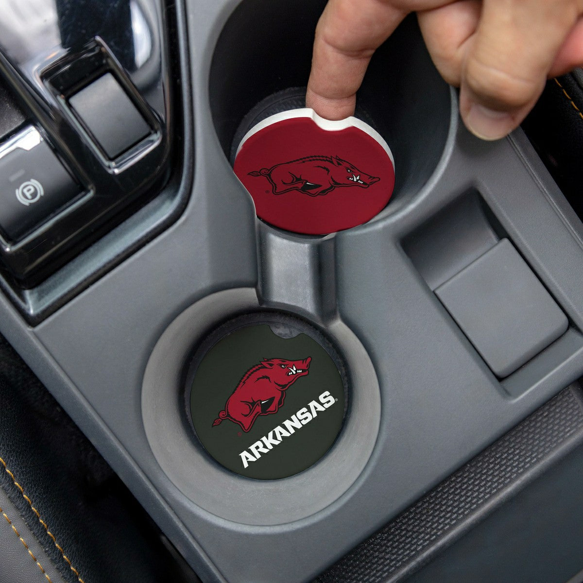University of Arkansas Car Coaster Set, 2pc - Collegiate Home