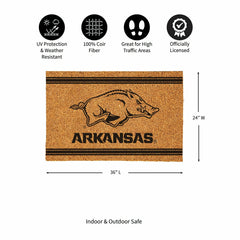 University of Arkansas Large One Color Coir Mat, 36"x24" - Collegiate
