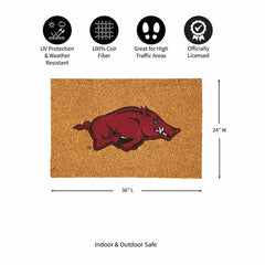 University of Arkansas Large Full Color Coir Mat, 36"x24" - Collegiate