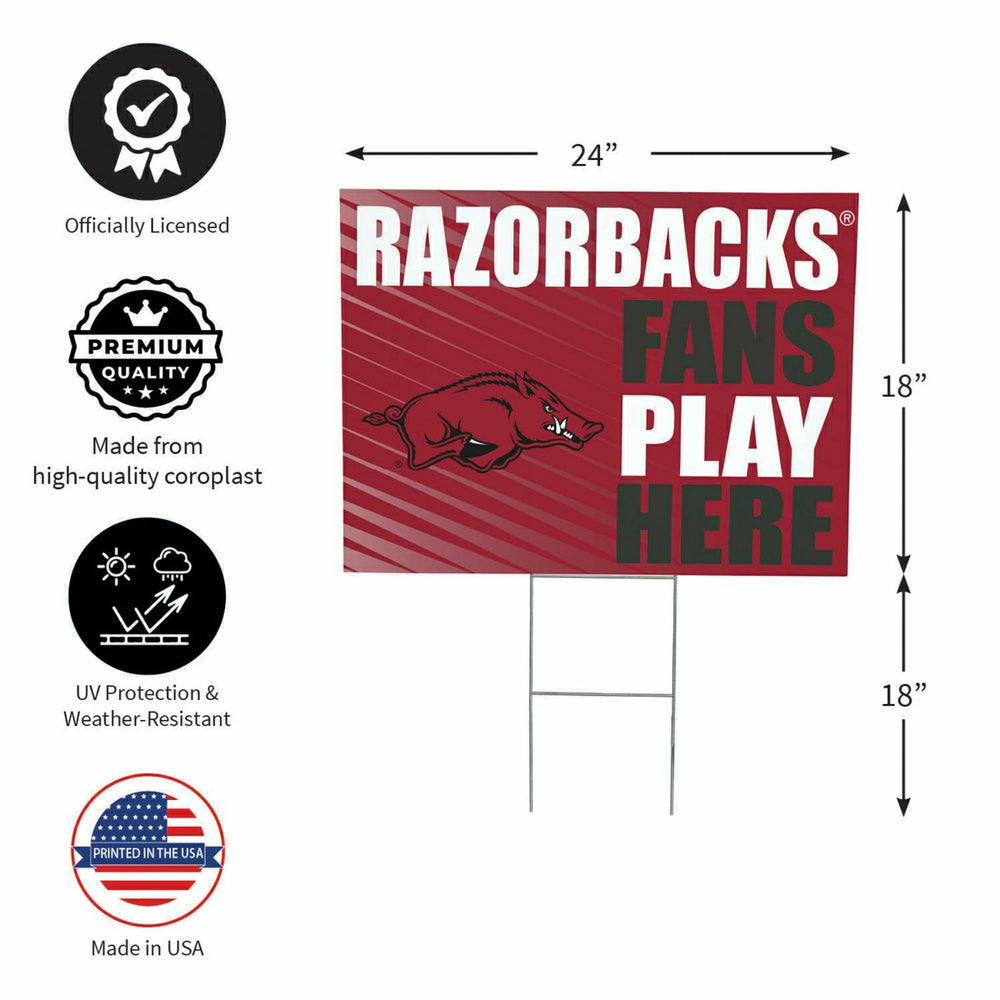University of Arkansas Coroplast Yard Sign "Fans Play Here" - Collegiate Home