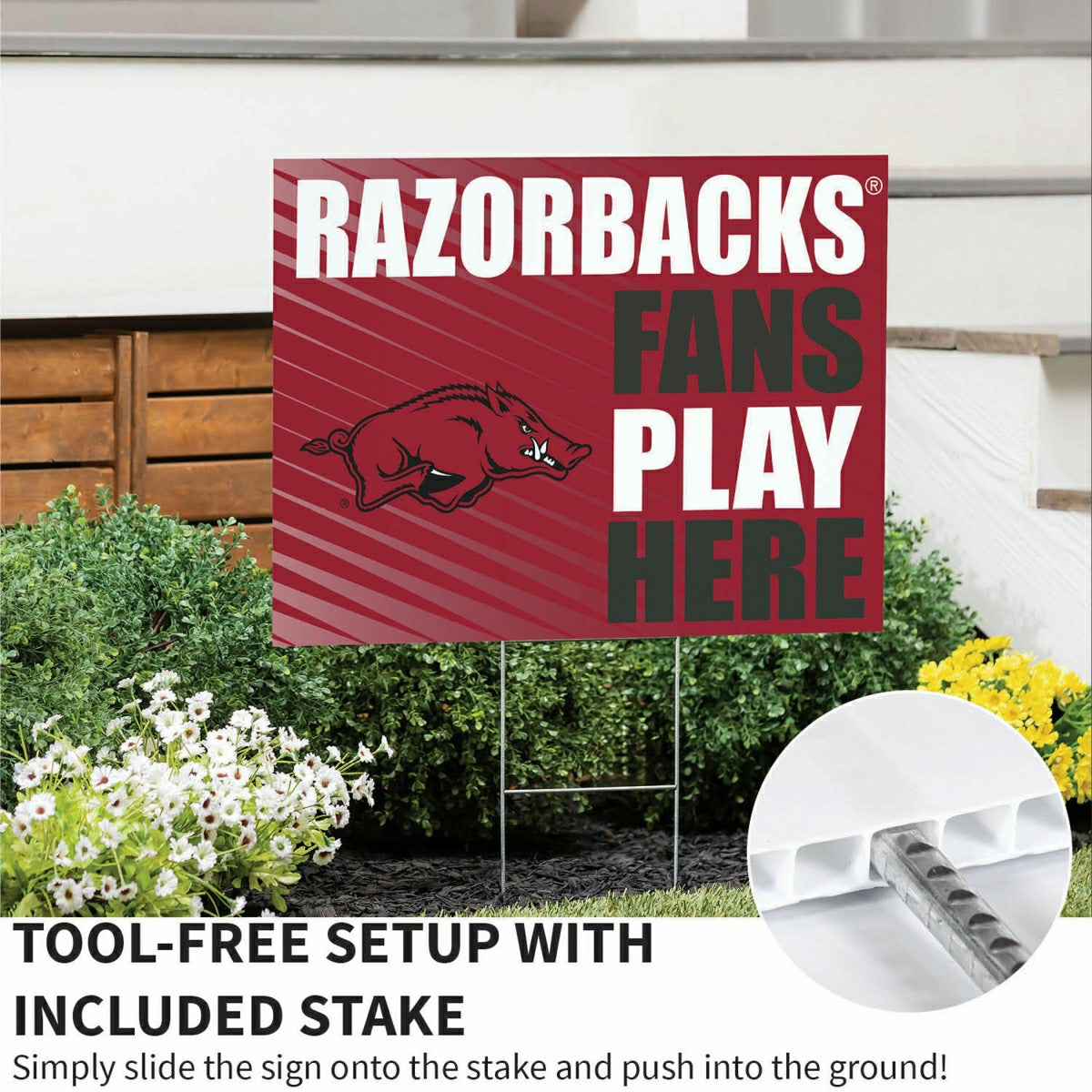 University of Arkansas Coroplast Yard Sign "Fans Play Here" - Collegiate Home