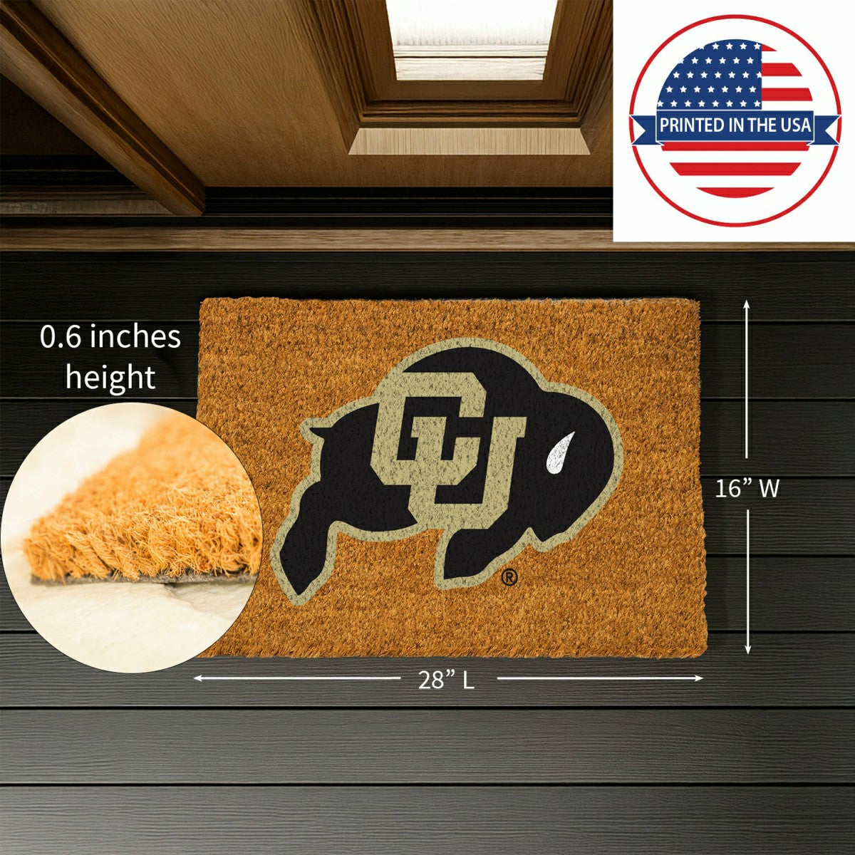 Coir Mat, 16"x28", University of Colorado - Collegiate