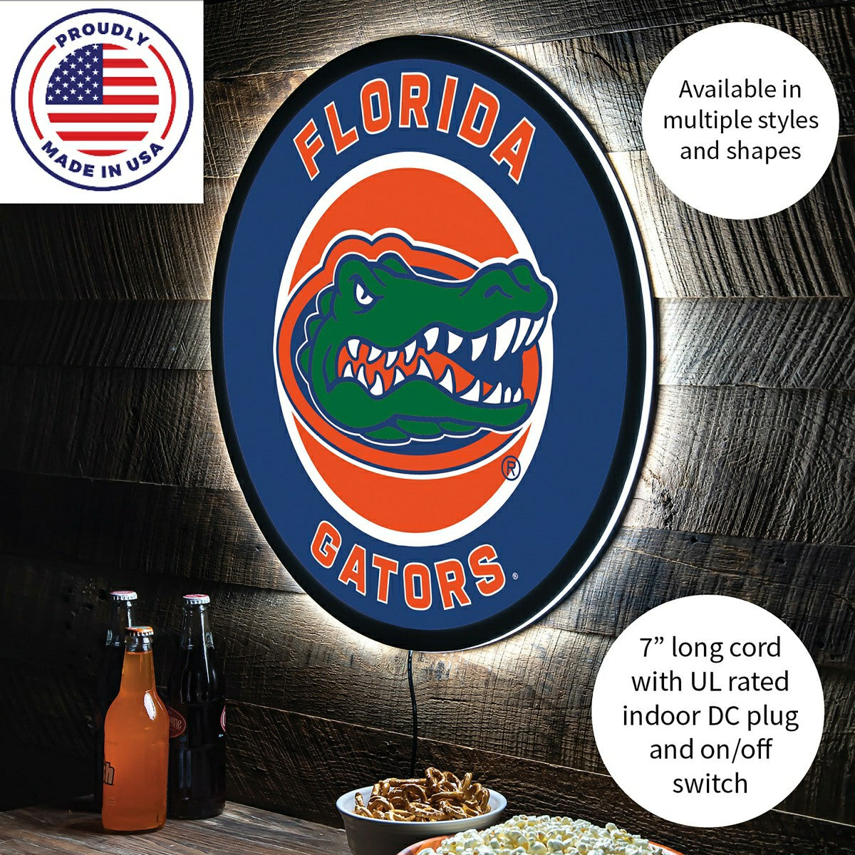 LED Wall Decor, Round, University of Florida - Collegiate Home