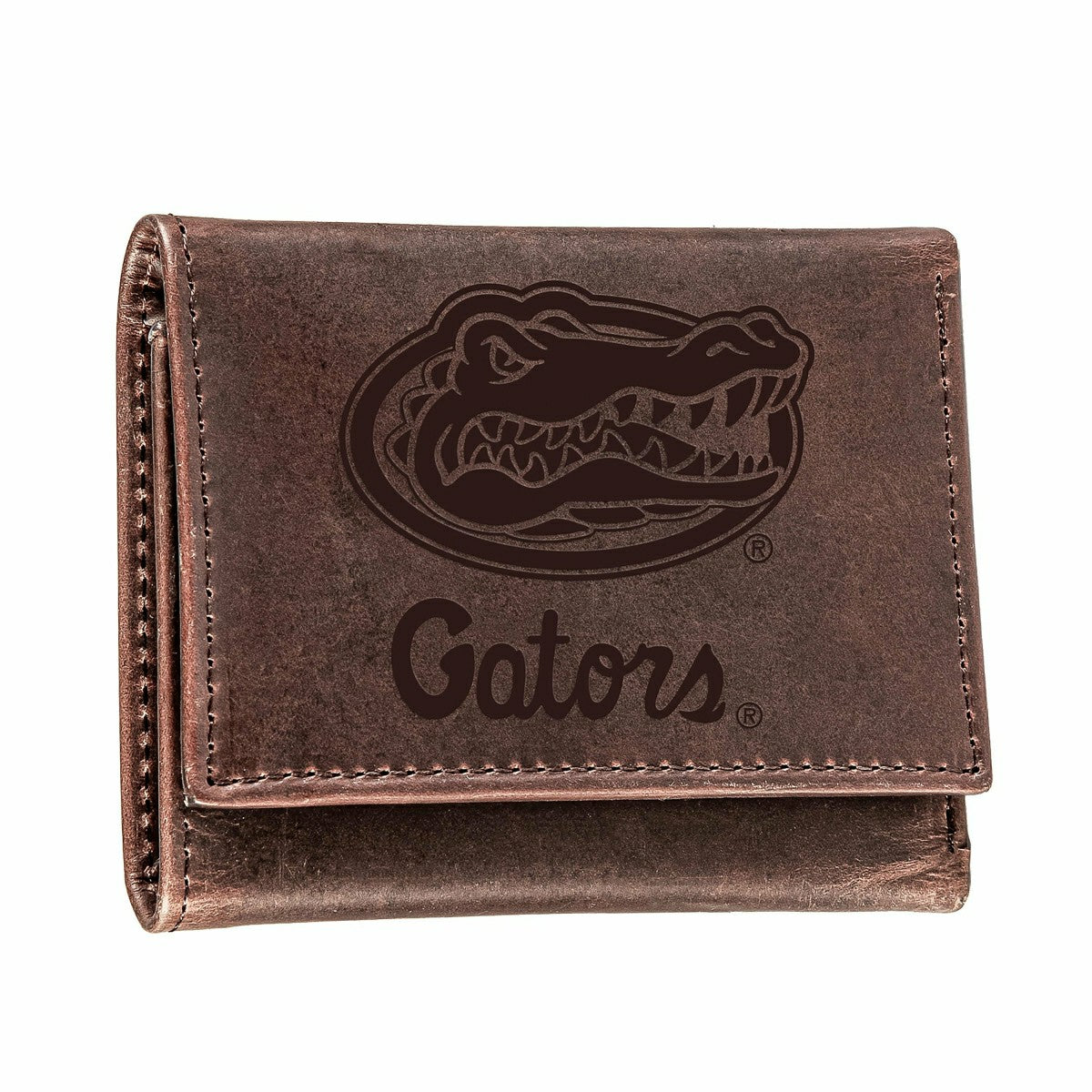 University of Florida, Tri-Fold Wallet, Brown, CH, 100% Genuine Leathe - Collegiate Home