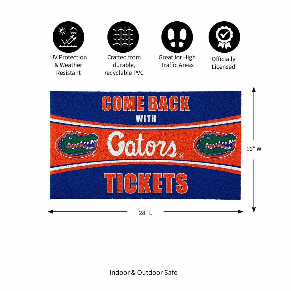 28" x 16" PVC Trapper Mat, Come Back with Tickets, University of Flori - Collegiate