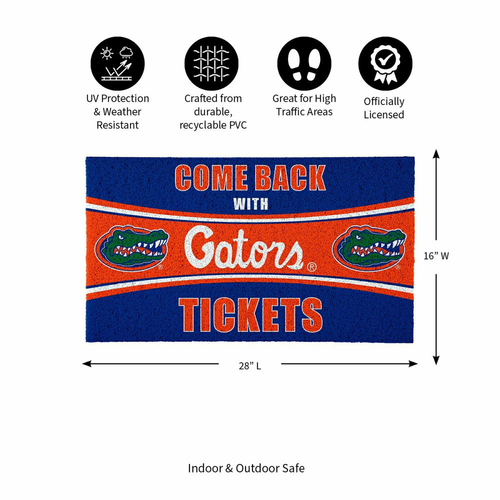 28" x 16" PVC Trapper Mat, Come Back with Tickets, University of Flori - Collegiate